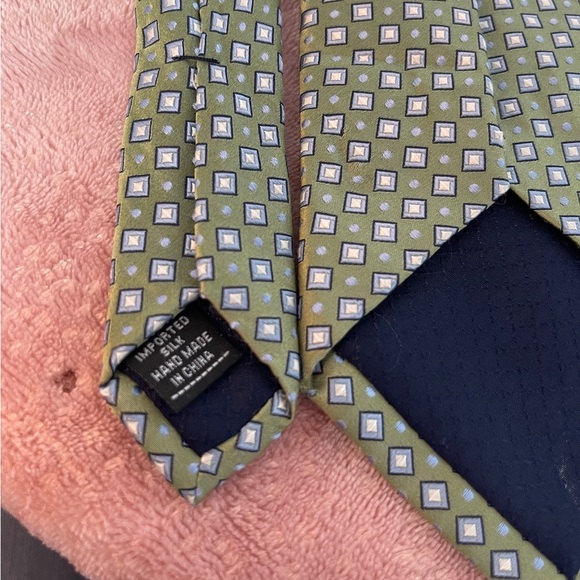 Stafford Olive and Navy Geometric Tie - Picture 8 of 8